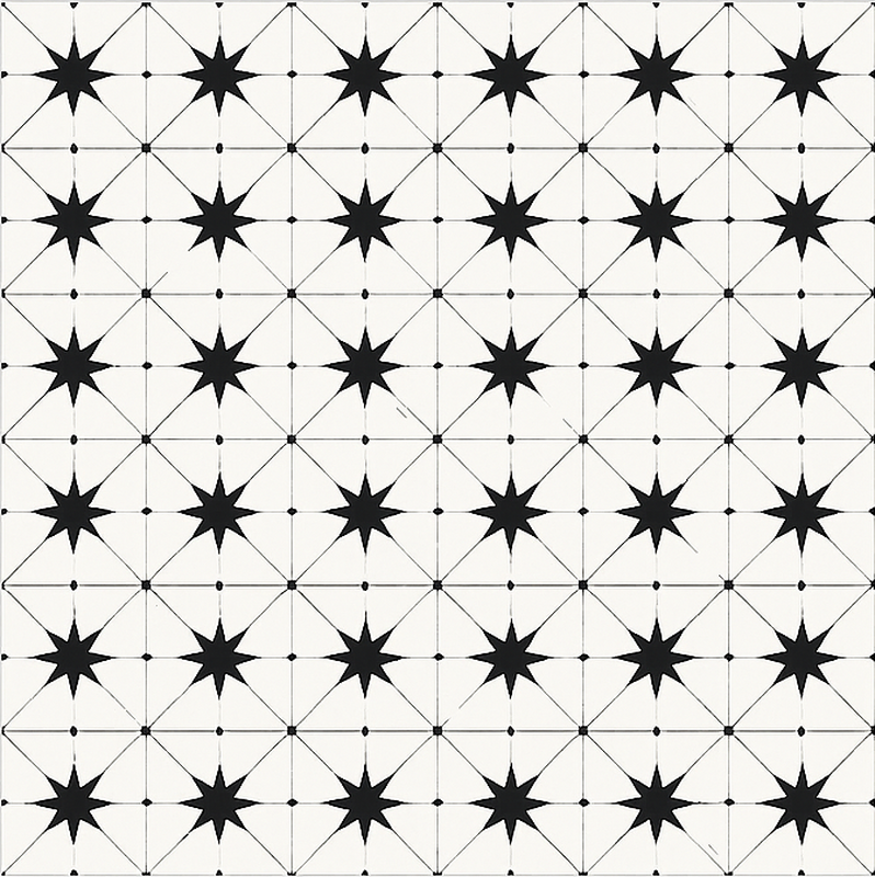 Enkaustisk stjernemønster vinyl tæppe til spisestue - TenStickers