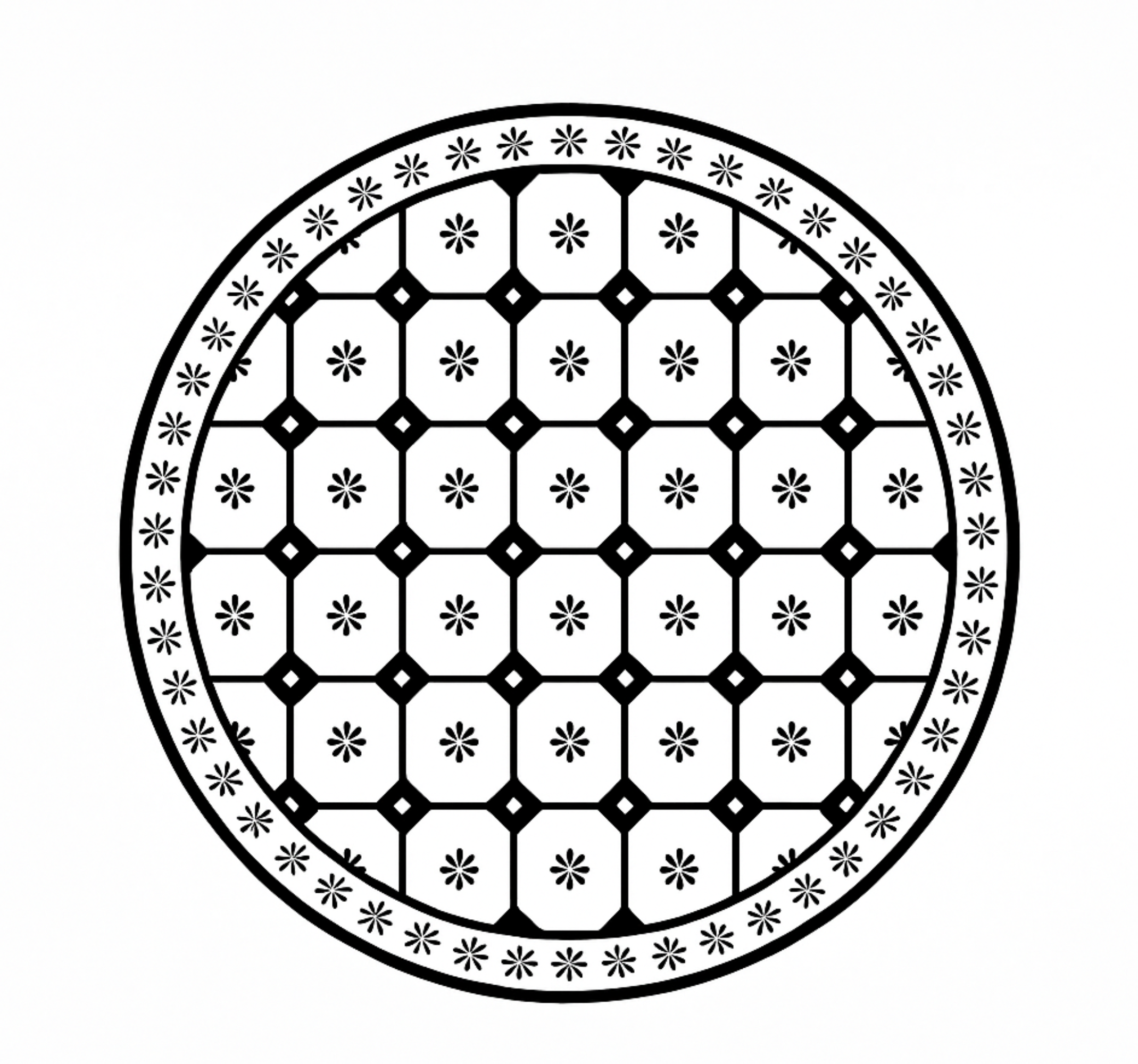 Sort-hvidt flisemønster vinyl tæppe til spisestue - TenStickers