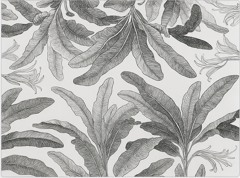 Køkken tæpper i graciøse grå palmer - TenStickers