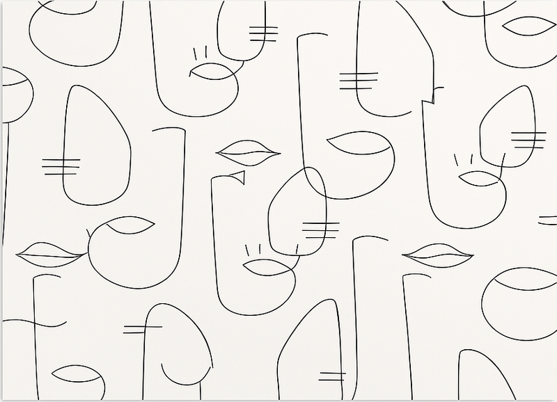 Køkken tæpper med abstrakte ansigtstræk - TenStickers