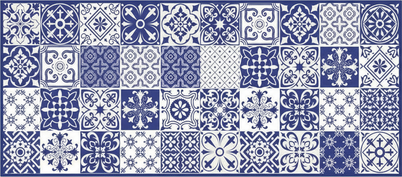 Køkken tæpper cobalt porcelæn collage - TenStickers