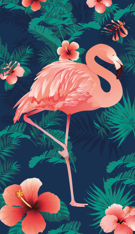 Vinyltæpper med dyr tropical pink flamingos - TenStickers