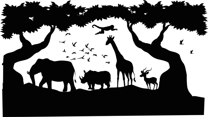 Vinyltæpper med dyr black and white savannah - TenStickers