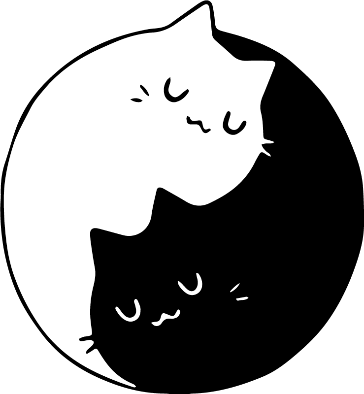 Vinyltæpper med dyr yin yang katte - TenStickers