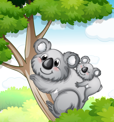 Vinyltæpper med dyr mor og baby koala - TenStickers