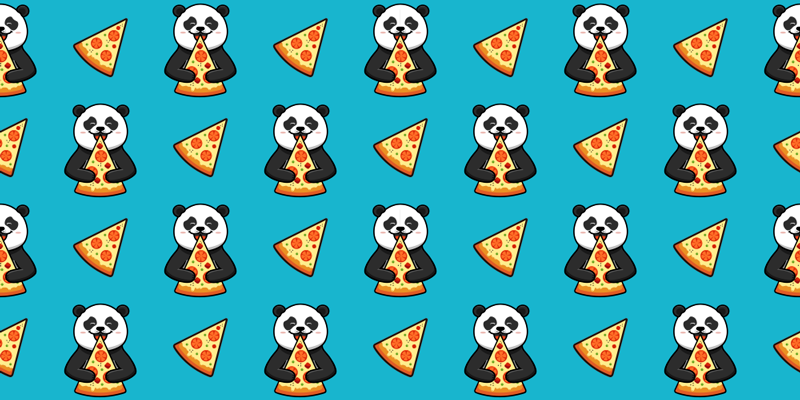 Vinyltæpper med dyr panda spiser pizza - TenStickers