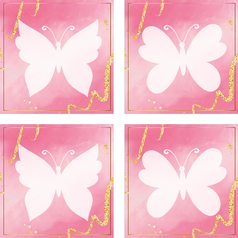 Vinyltæpper med dyr pink sommerfugle fliser - TenStickers
