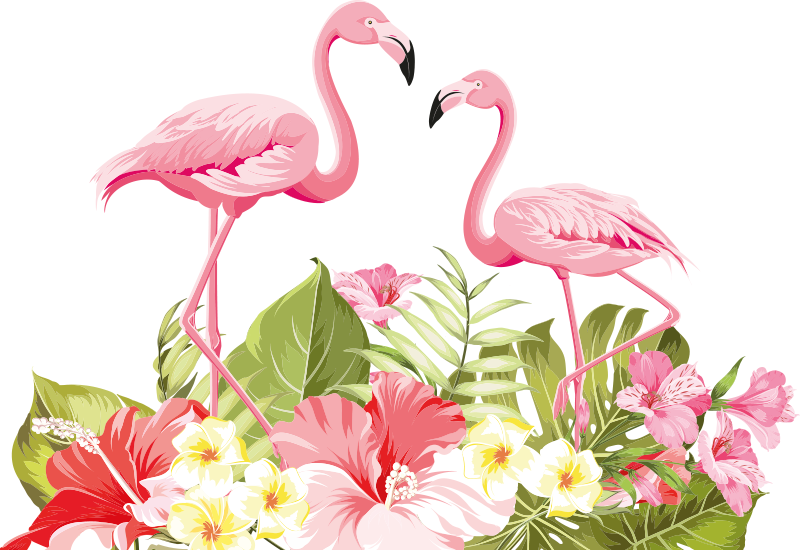 Vinyltæpper med dyr tropisk blomst flamingo - TenStickers