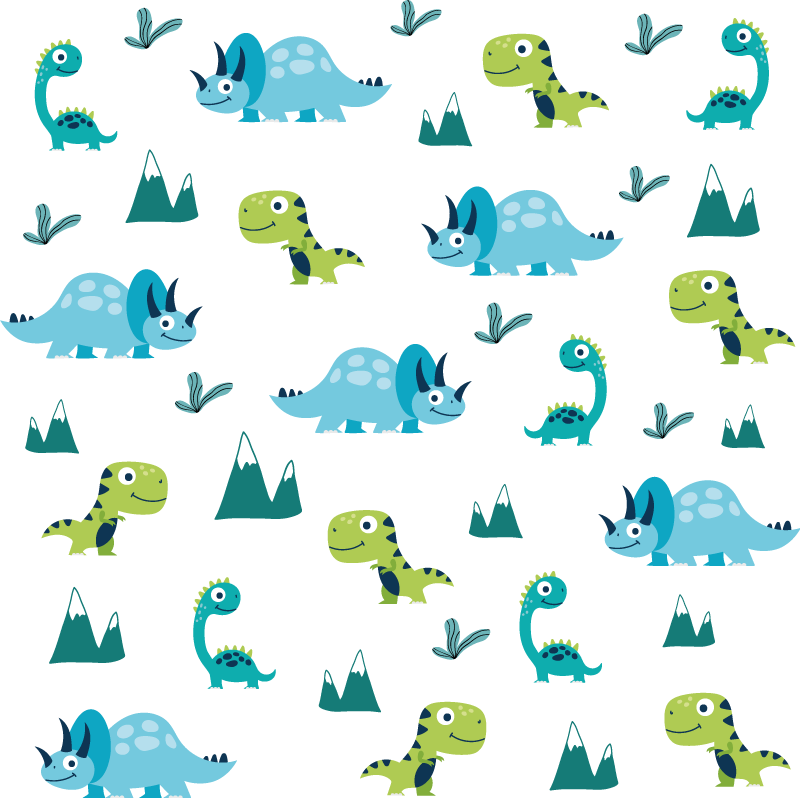 Vinyltæpper med dyr nordic dinosaurer bjergsæt - TenStickers