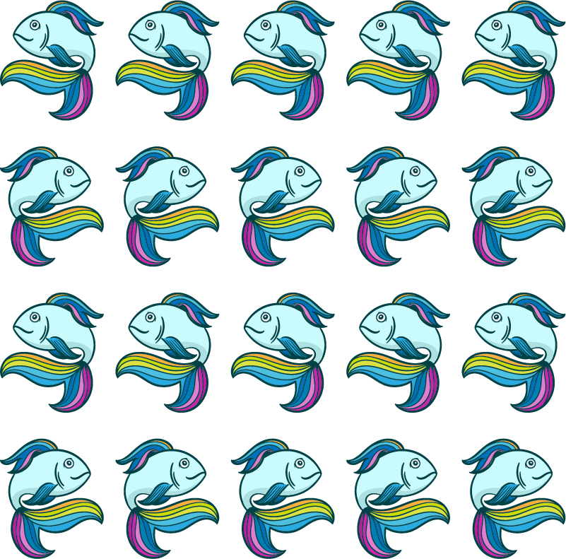 Vinyltæpper med dyr blue neon fisk - TenStickers