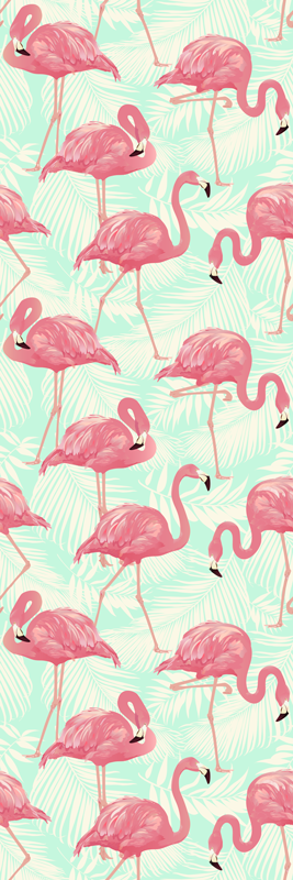 Vinyltæpper med dyr tegnet lyserøde flamingoer - TenStickers