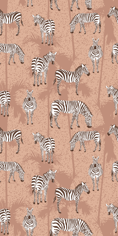 Vinyltæpper med dyr zebra og palmer brun - TenStickers