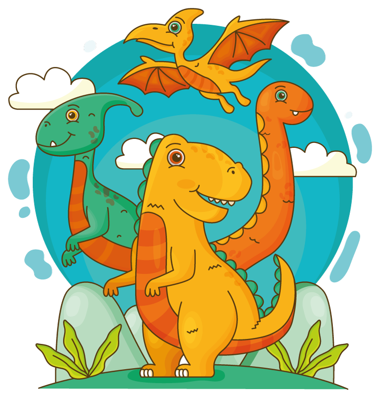 Vinyltæpper med dyr dinosaurer i junglen - TenStickers