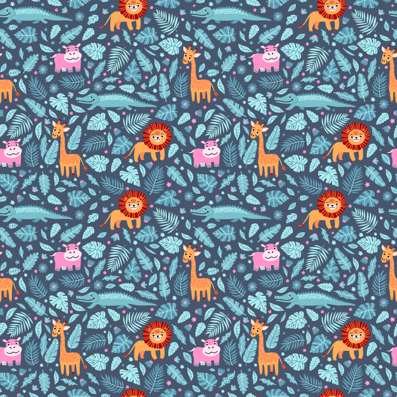 Vinyltæpper med dyr flere jungledyr design - TenStickers