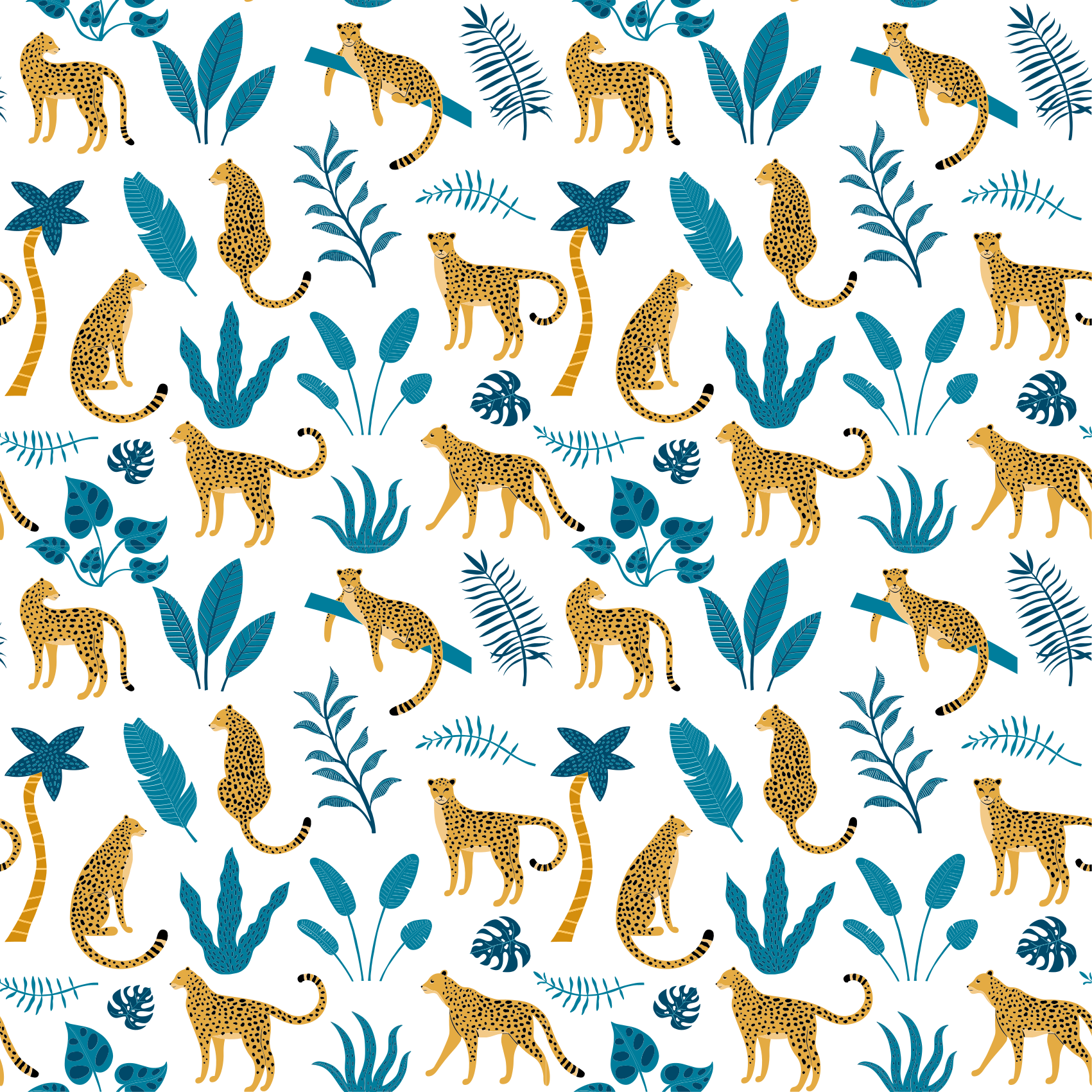 Vinyltæpper med dyr i botanisk og leoparddesign - TenStickers