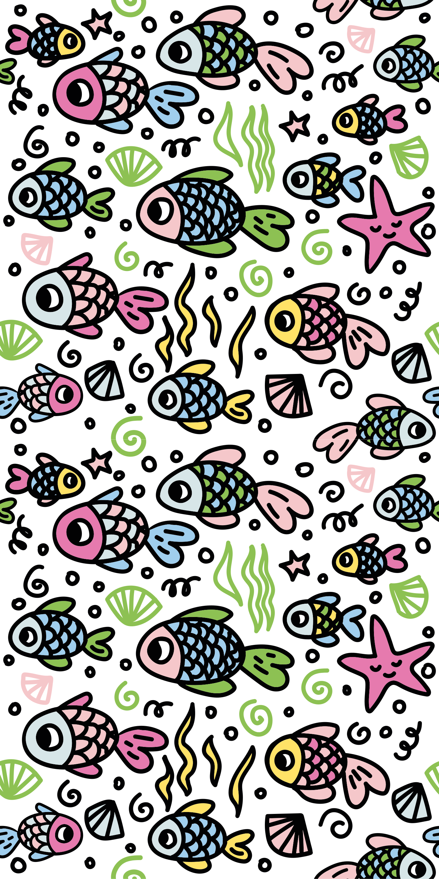 Vinyltæpper med dyr multicolor fiske mønster - TenStickers