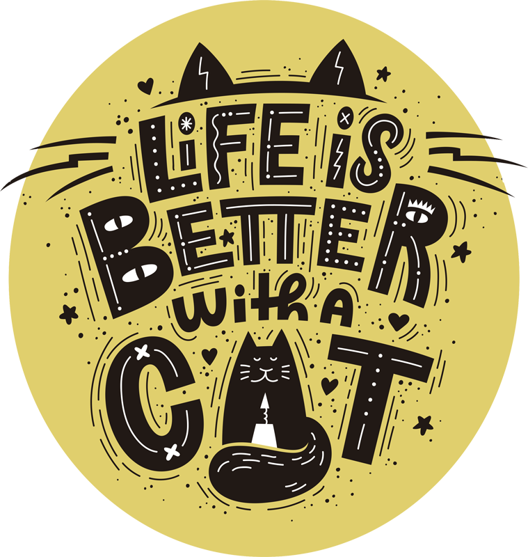 Vinyltæpper med dyr livet er bedre med kat - TenStickers