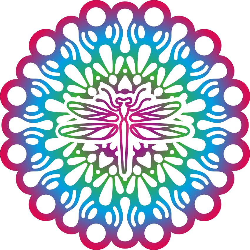 Vinyltæpper med dyr colorful dragonfly mandala - TenStickers