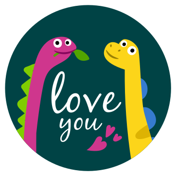 Vinyltæpper med dyr søde dinosaurer kærlighed - TenStickers
