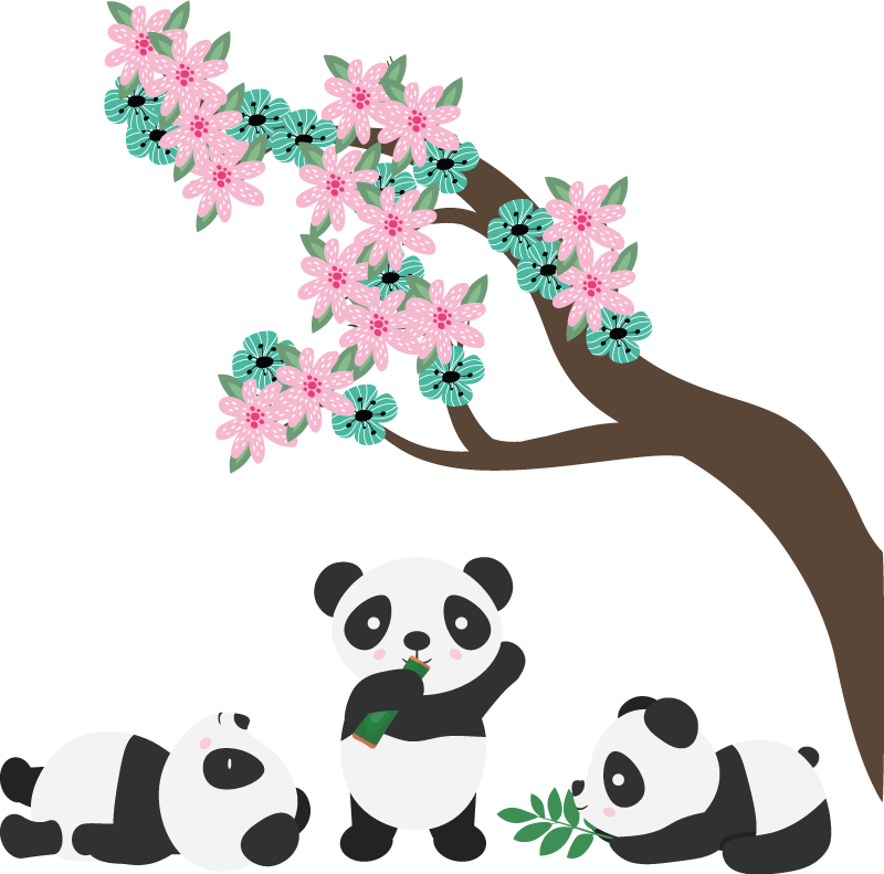 Vinyltæpper med dyr fantastiske pandaer - TenStickers