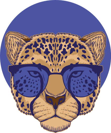 Vinyltæpper med dyr leopard iført briller - TenStickers