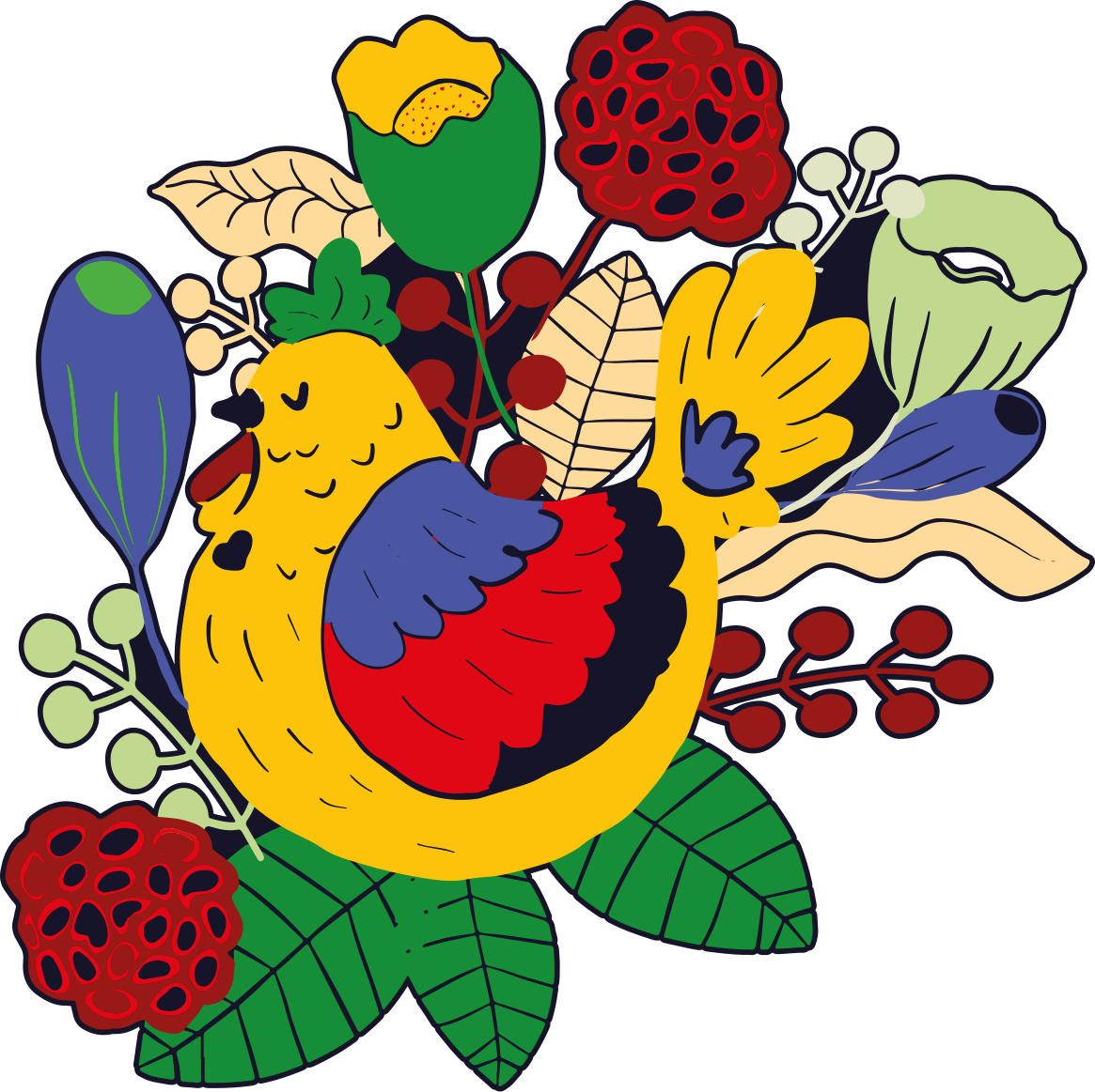 Vinyltæpper med dyr farverige fugle og blomster - TenStickers