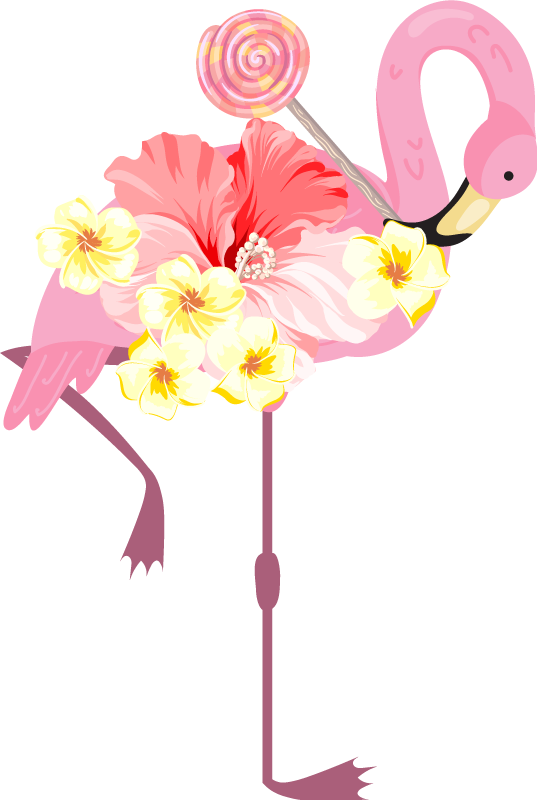 Vinyltæpper med dyr flamingo blomsterdesign - TenStickers
