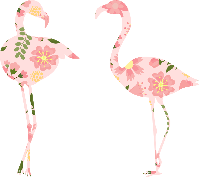 Vinyltæpper med dyr flamingo blomster mønster - TenStickers