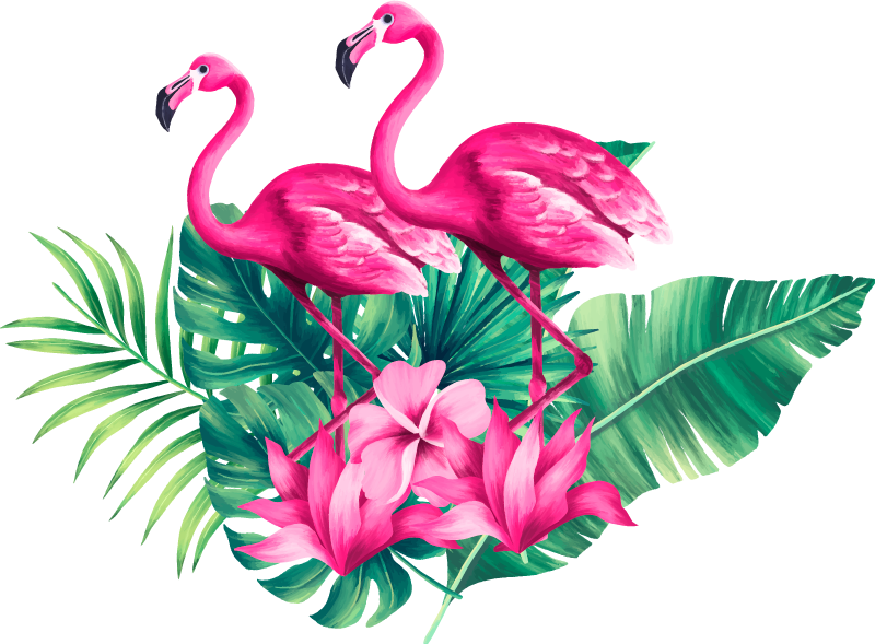 Vinyltæpper med dyr flamingoer og foliage - TenStickers
