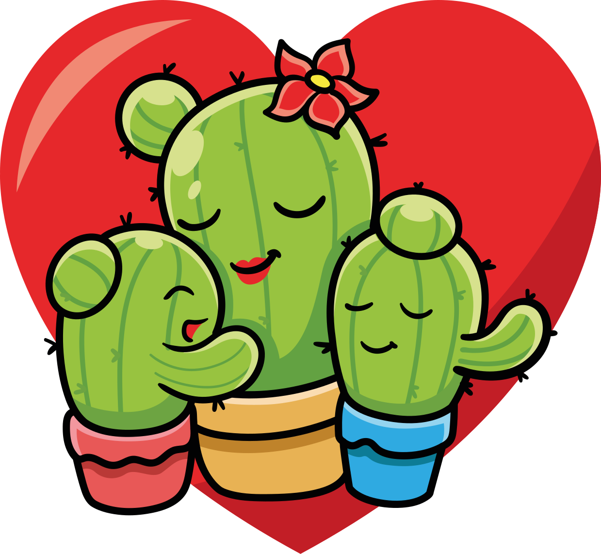 Vinyltæpper med dyr cactus familie kærlighed - TenStickers