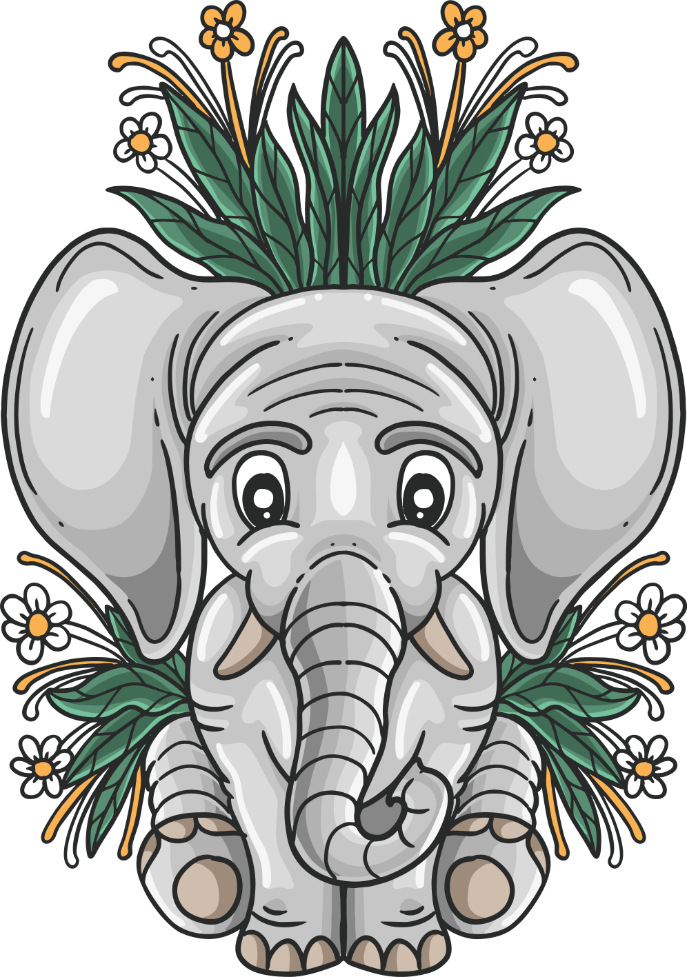 Vinyltæpper med dyr sød elefant illustration - TenStickers