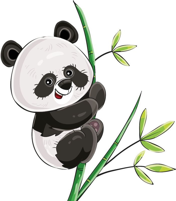 Vinyltæpper med dyr panda klatrer i bambus - TenStickers