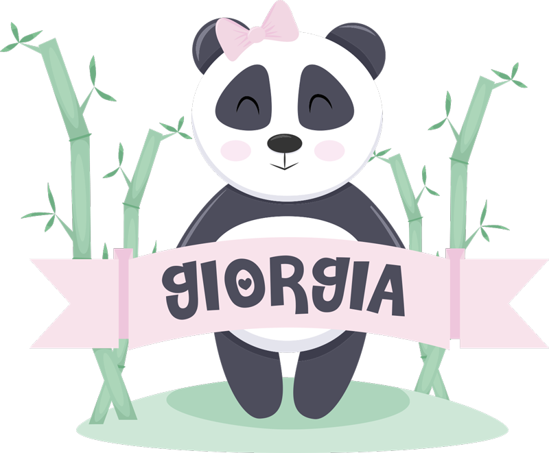 Vinyltæpper med dyr baby panda pige med navn - TenStickers