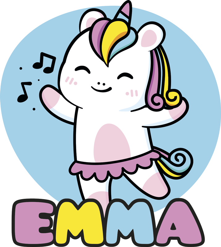 Vinyltæpper med dyr ballerina enhjørning - TenStickers