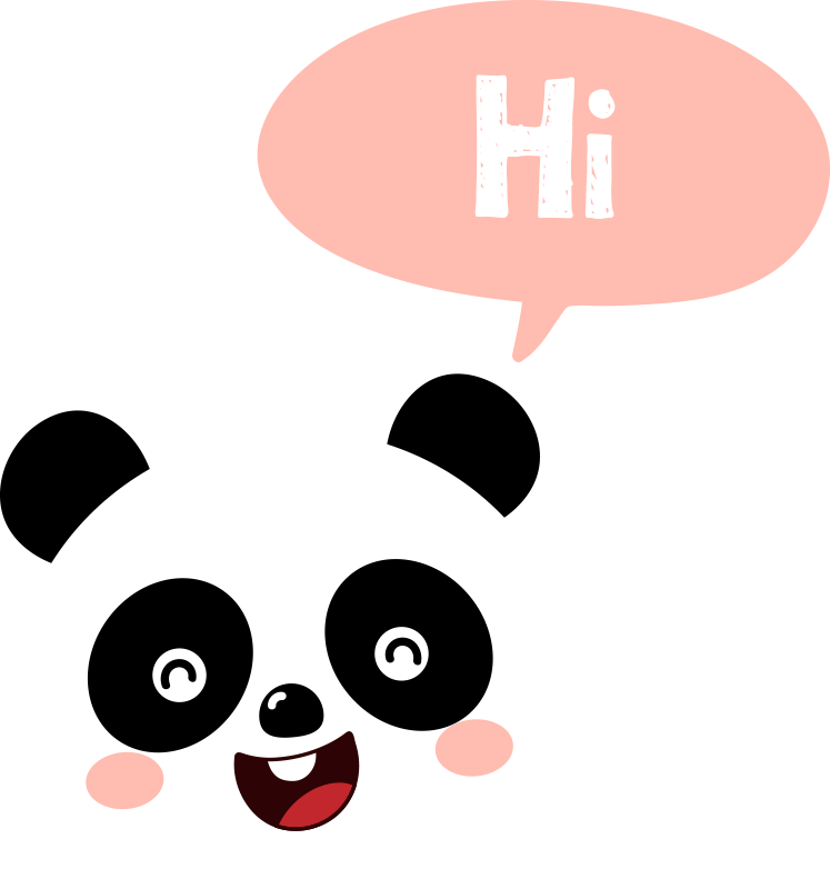 Vinyltæpper med dyr cartoon panda siger hej - TenStickers