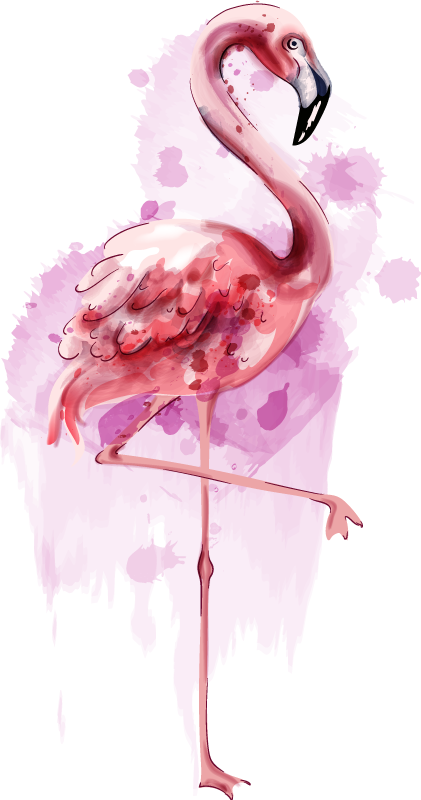 Vinyltæpper med dyr elegant flamingo silhuet - TenStickers