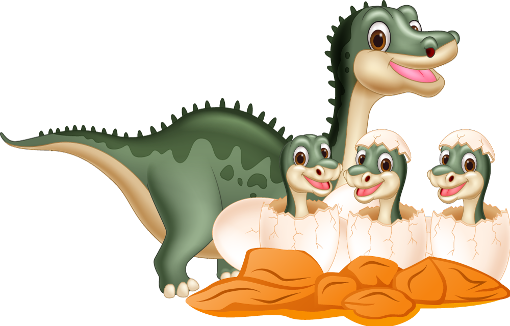 Vinyltæpper med dyr sød dinosaurfamilie - TenStickers