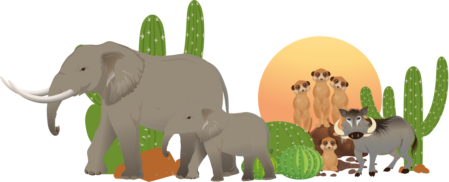 Vinyltæpper med dyr safari dyrescene - TenStickers