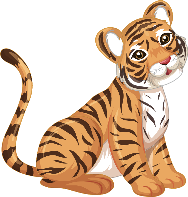 Vinyltæpper med dyr legesyg tigerunge - TenStickers