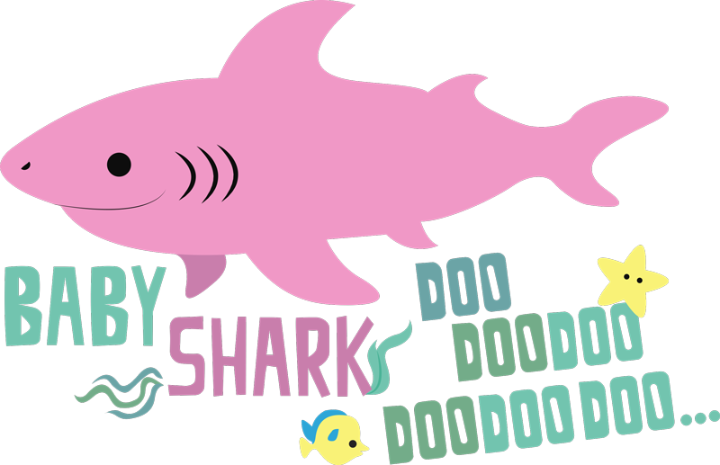 Vinyltæpper med dyr baby shark sangtekster - TenStickers