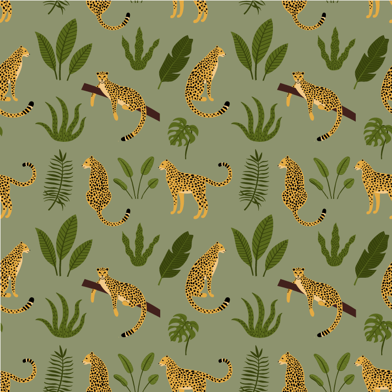 Vinyltæpper med dyr leopardmønstret jungle - TenStickers