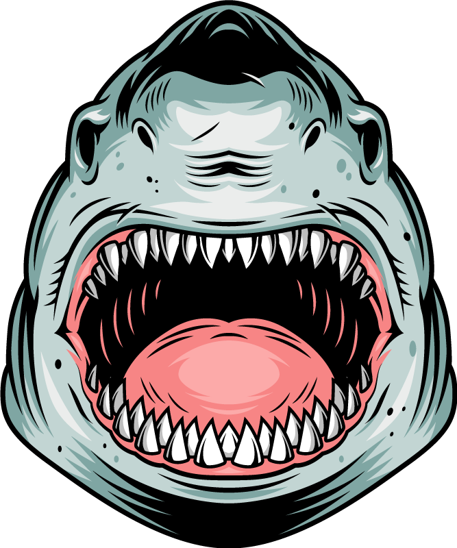 Vinyltæpper med dyr ferocious shark head - TenStickers