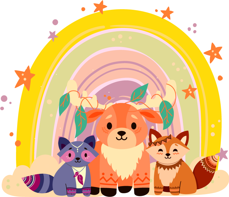 Vinyltæpper med dyr charming creature trio - TenStickers