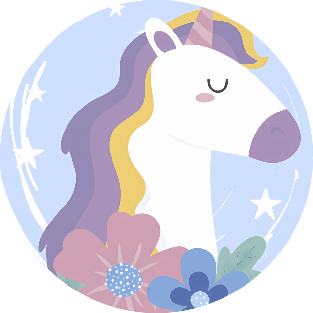 Vinyltæpper med dyr lysende hår enhjørning - TenStickers