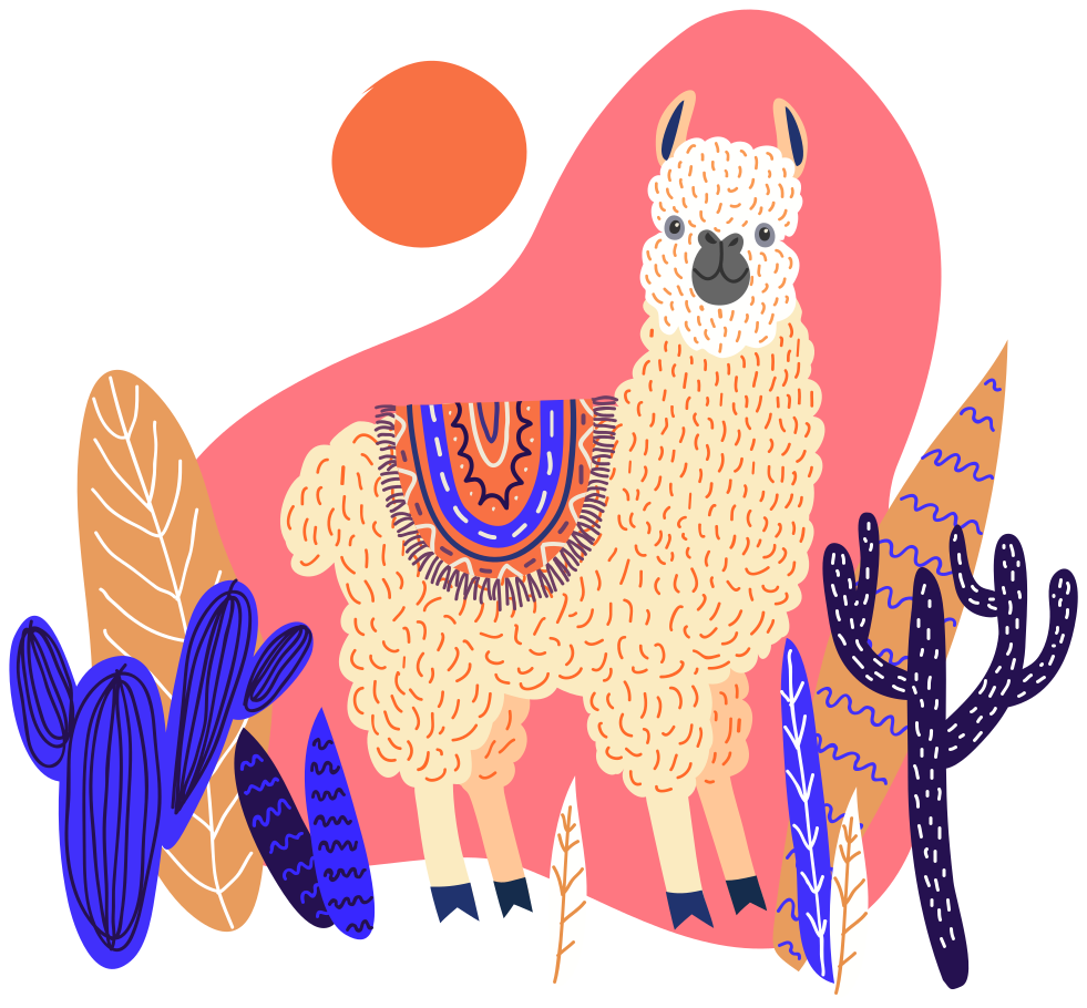 Vinyltæpper med dyr peruvian lama og kaktus - TenStickers