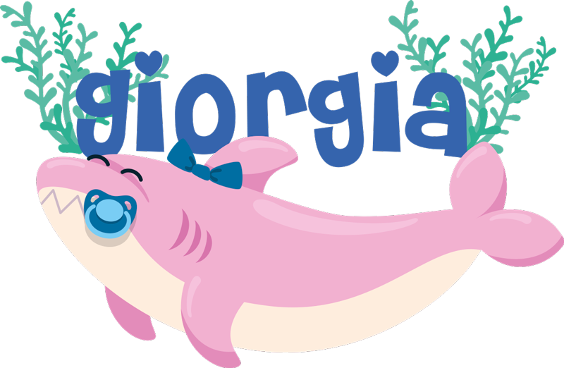 Vinyltæpper med dyr baby shark med navn pige - TenStickers