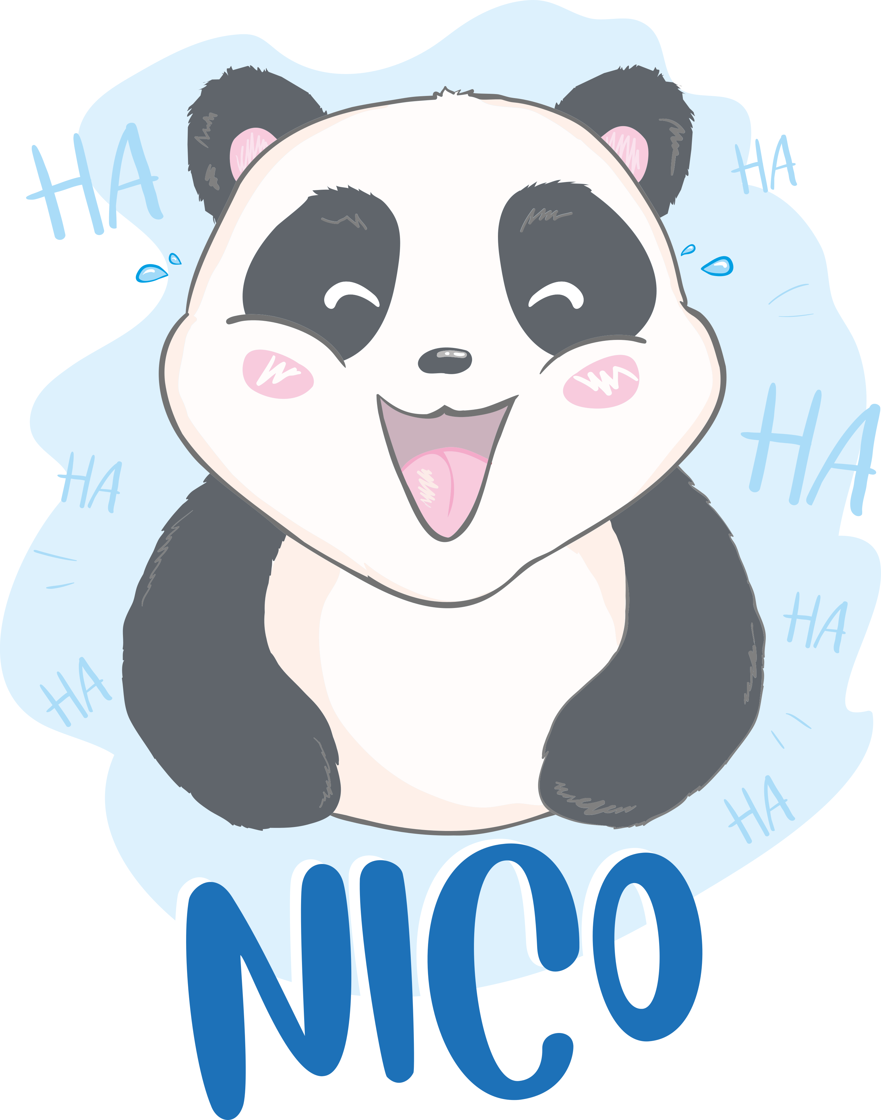Vinyltæpper med dyr baby panda overrasket med navn - TenStickers