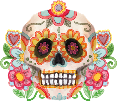 Vinyltæpper til halloween aquarella blomsterkranium - TenStickers
