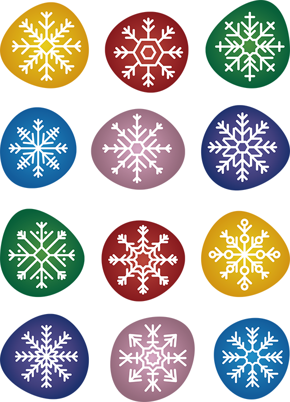 Jule vinyltæppe farverige snefnug - TenStickers