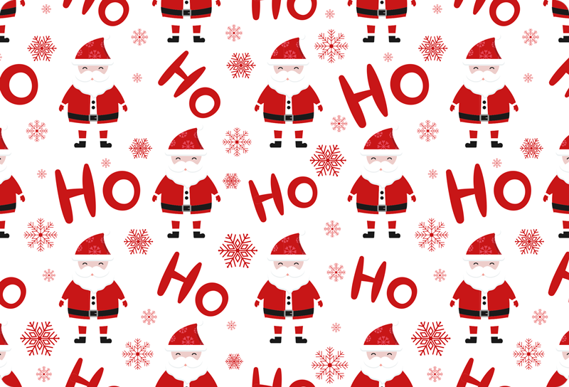Jule vinyltæppe med julemand og hohoho mønster - TenStickers